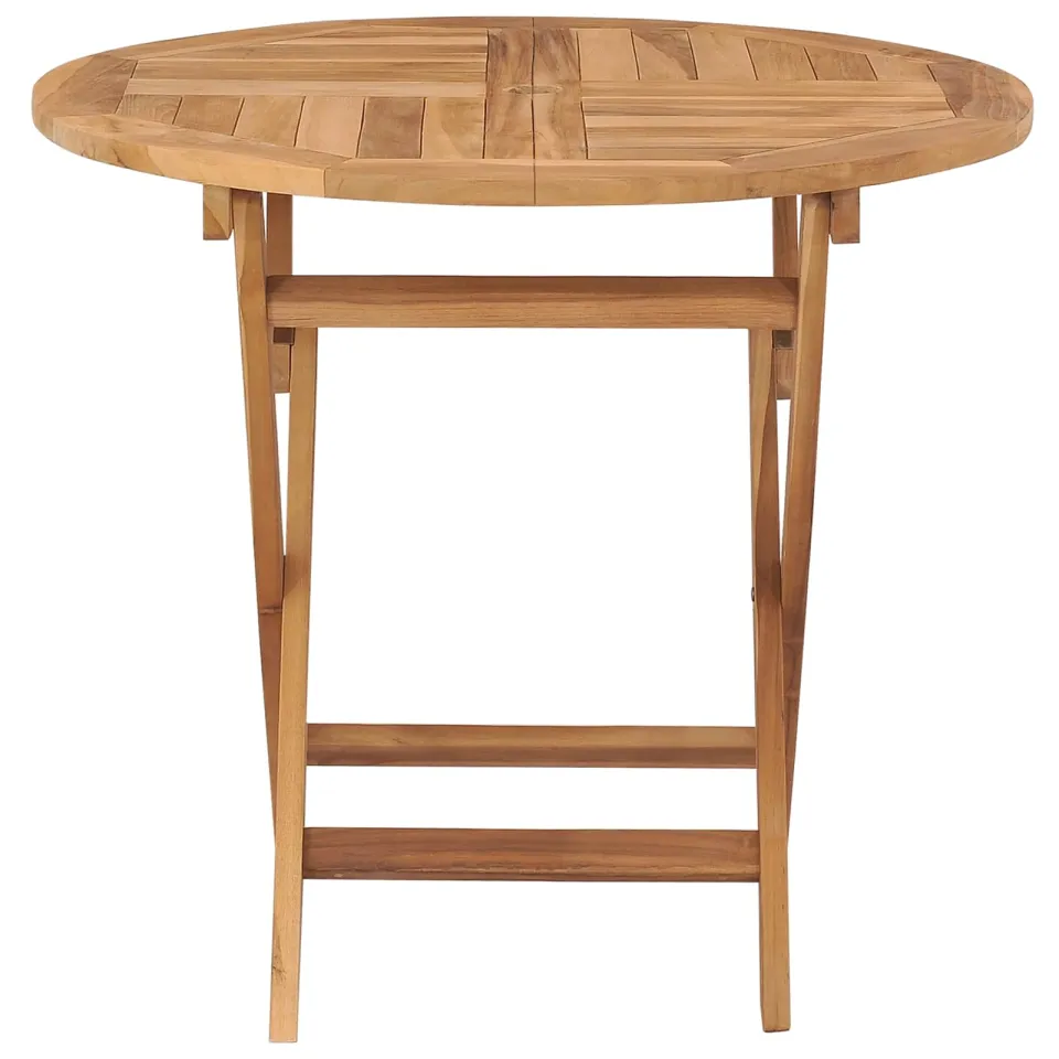 vidaXL Vouw Tuin Tafel Naturel Ø 90 x 75 cm Massief Teakhout, foto 4