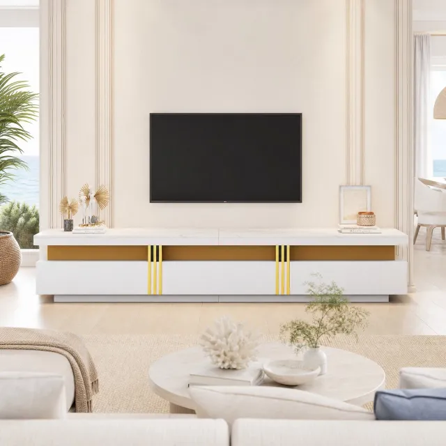 COVREO TV meubel 200 x 40 x 42 cm wit, spaanplaat met 3 lades White
