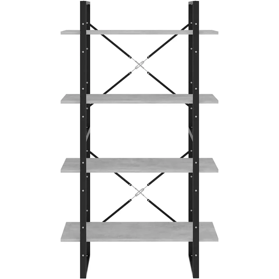 vidaXL Boekenkast met 4 schappen 80x30x140 cm bewerkt hout betongrijs grijs, foto 4