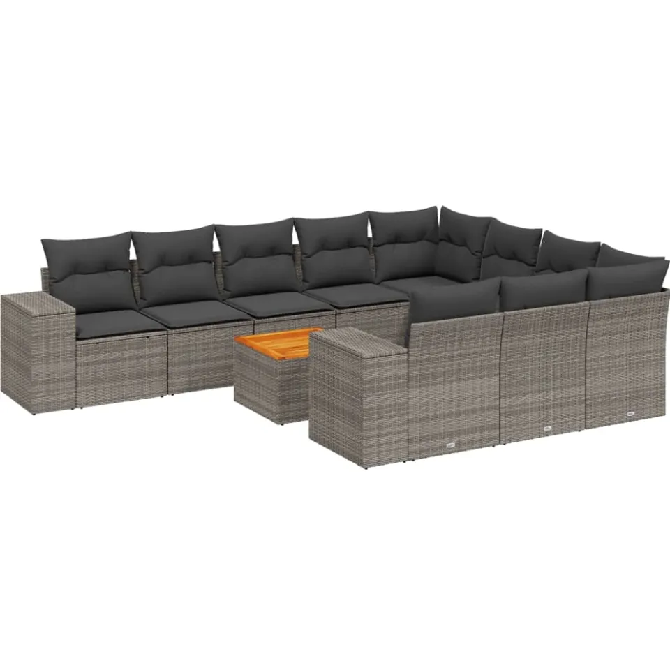 vidaXL Patio Sofa Set 10-zits Grey and Dark Grey Grijs