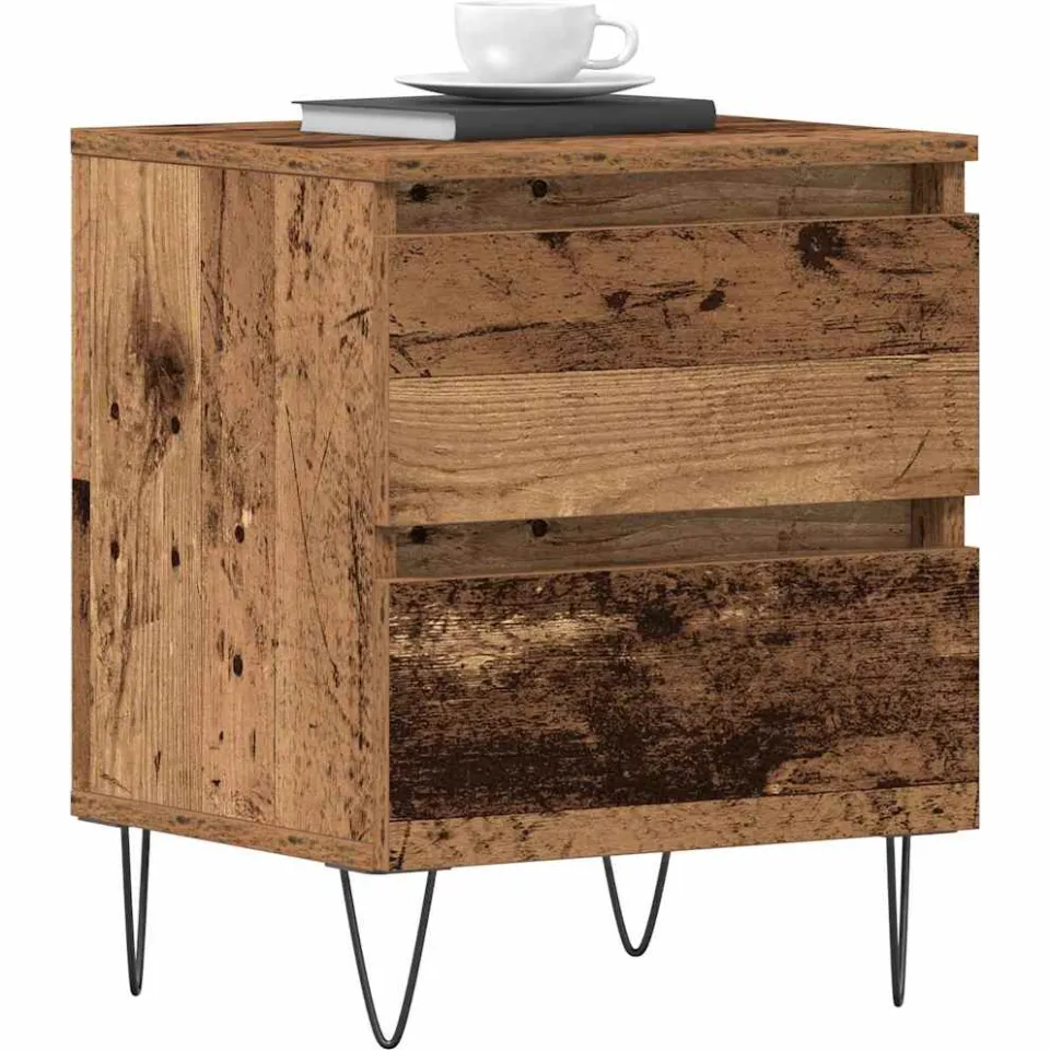 vidaXL Nachtkastje Oud hout 40 x 35 x 50 cm Bewerkt hout Bruin
