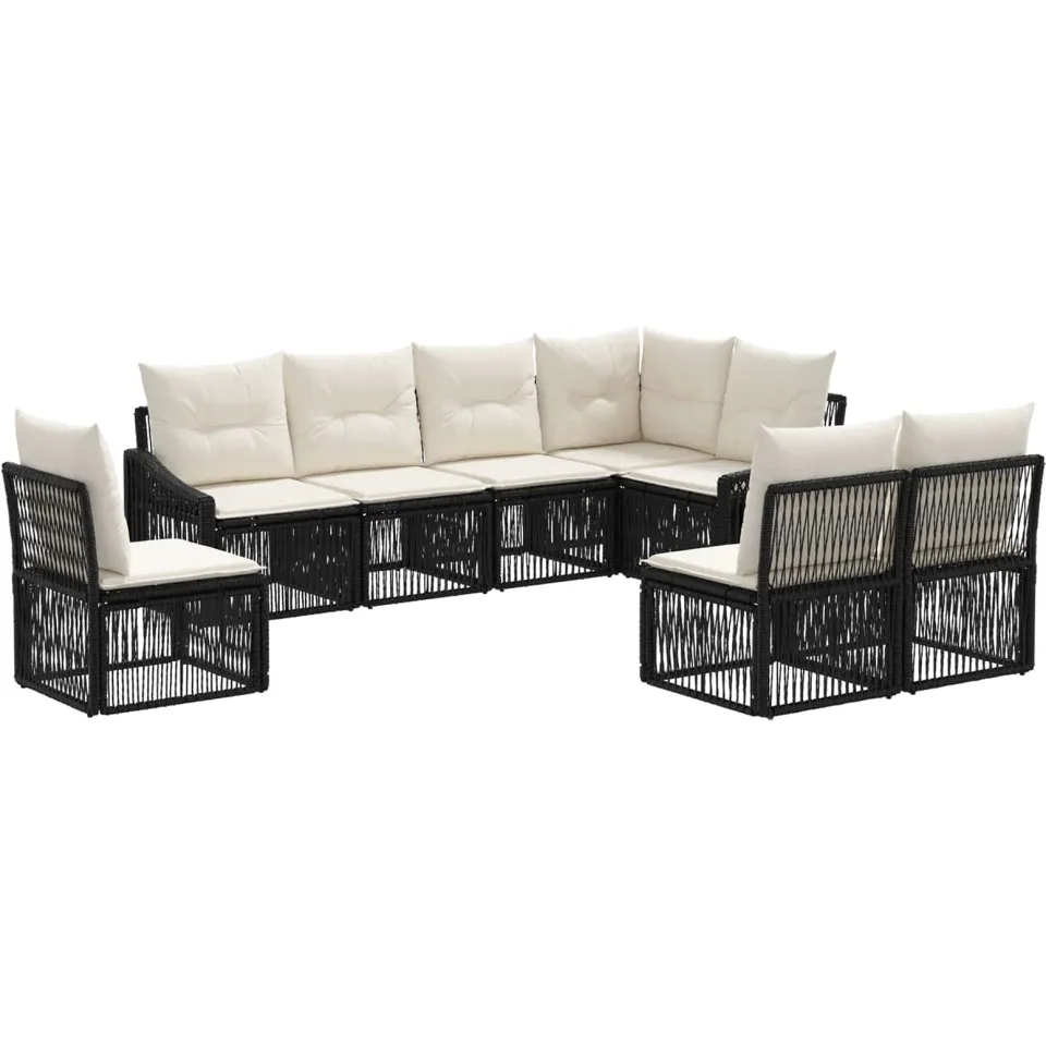vidaXL Tuinbankenset 8 st 8-zits Zwart poly rattan, foto 3