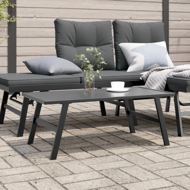 vidaXL Tuintafeltje 90x45x35 cm gepoedercoat staal zwart, foto 2