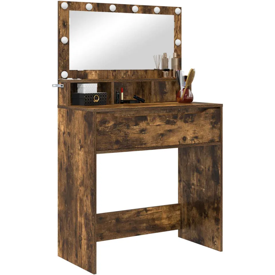 vidaXL Slaapkamer Kaptafels Gerookt eiken 80 x 39,5 x 135 cm Bruin