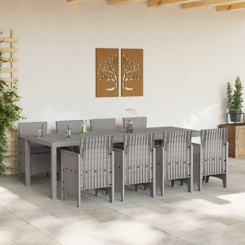 vidaXL Tuin Eetset 9 st Wit Polypropyleen, foto 2