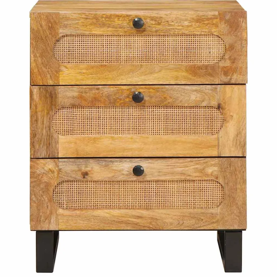 vidaXL Nachtkastje met lade Naturel 50 x 33 x 62 cm Massief Mango Hout, foto 3