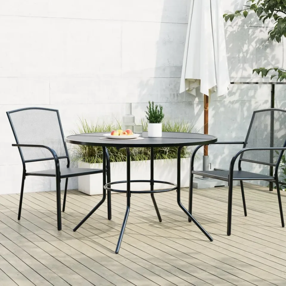 vidaXL Terrastafel rond Ø110x72,5 cm gepoedercoat staal antracietkleur, foto 3