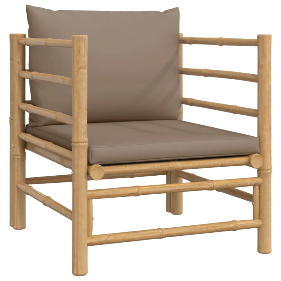 vidaXL 7-delige Loungeset met kussens bamboe taupe, foto 3