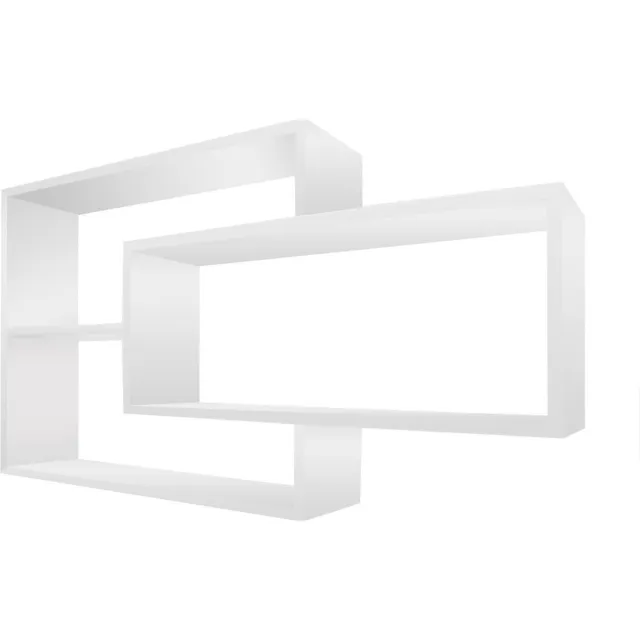 TRAUMMÖBEL Coemo wandplank Wit/Natuur/Zwart 'Ernie' boekenplank hout | MDF 4 vakken hangplank Zwevende plank voor woonkamer, slaapkamer en keuken