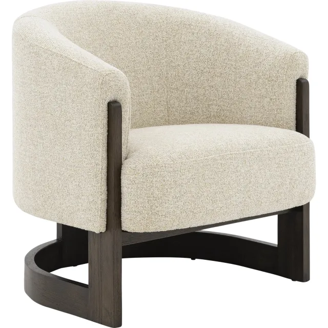 Goossens Fauteuil Sweet, Fauteuil stof gemeleerd grof geweven beige