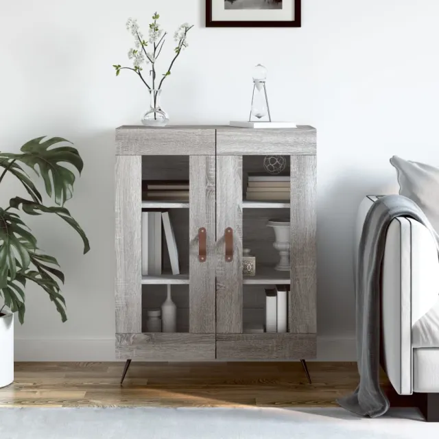 vidaXL Dressoir 69,5x34x90 cm bewerkt hout grijs sonoma eikenkleurig, foto 2