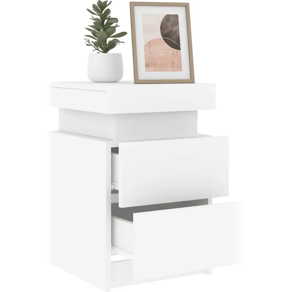 vidaXL Nachtkastjes met LED-verlichting 2 st 35x39x55 cm wit