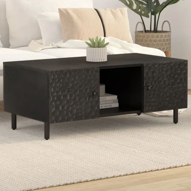 vidaXL Salontafel 100x54x40 cm massief mangohout zwart, foto 2