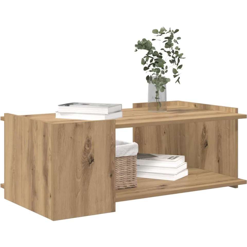 vidaXL Salontafel Artisanaal eiken 90 x 50 x 33 cm Bewerkt hout Bruin