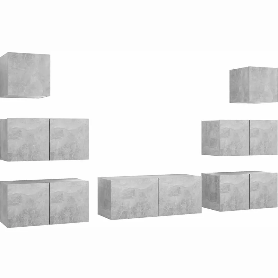 vidaXL 7-delige Tv-meubelset bewerkt hout betongrijs grijs, foto 3