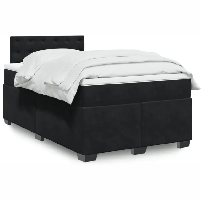vidaXL Boxspring met matras fluweel zwart 120x190 cm