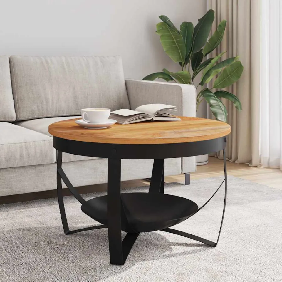 vidaXL Salontafel Ø 68x43 cm massief acaciahout bruin, foto 3