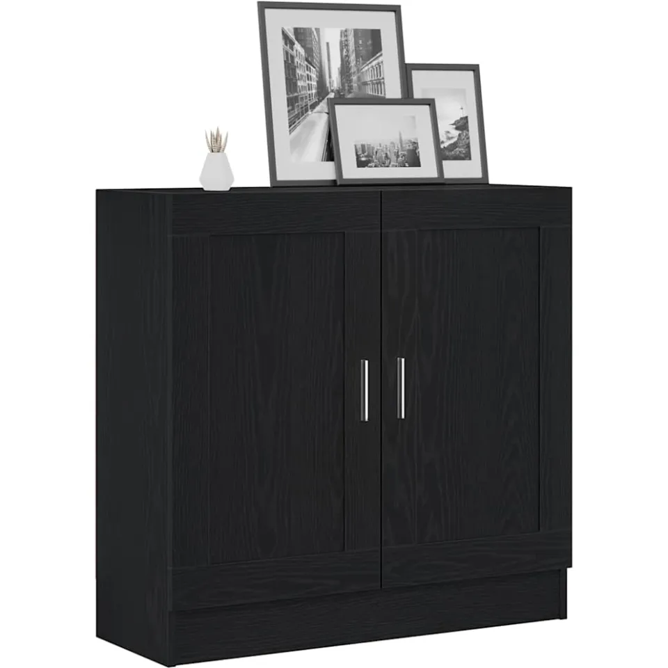 vidaXL Boekenkast 3-laags 82,5 x 30,5 x 80 cm Bewerkt hout Zwart Eiken