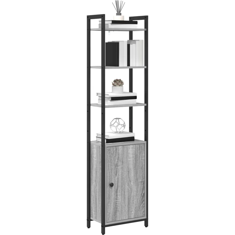 vidaXL Boekenkast 6-laags 40 x 24 x 161 cm Bewerkt hout Grijs Sonoma