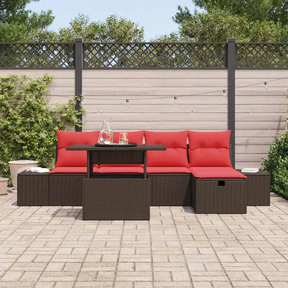 vidaXL Tuin Sofa Set 6 st poly rattan grijs, foto 3