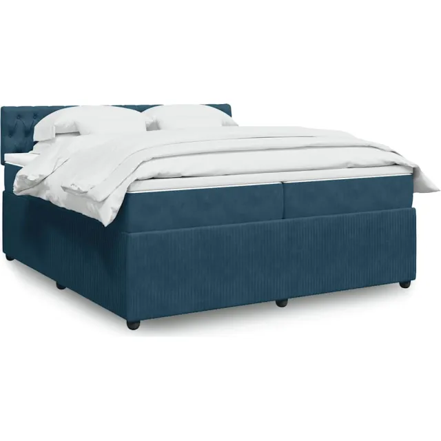 vidaXL Boxspring met matras fluweel blauw 200x200 cm