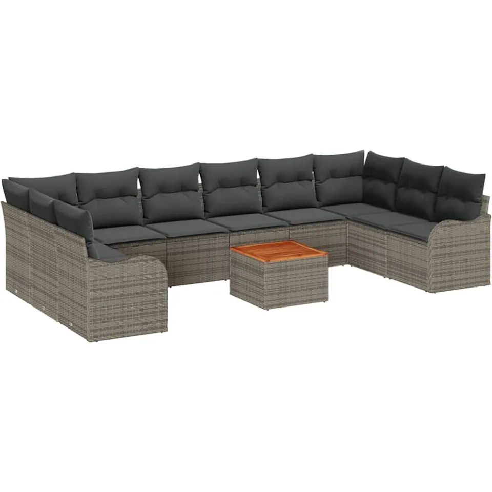 vidaXL Tuinbankenset 11 st Grijs poly rattan