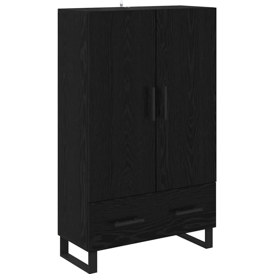 vidaXL Highboard Zwart Eiken 69,5 x 30 x 115 cm Bewerkt hout, foto 3