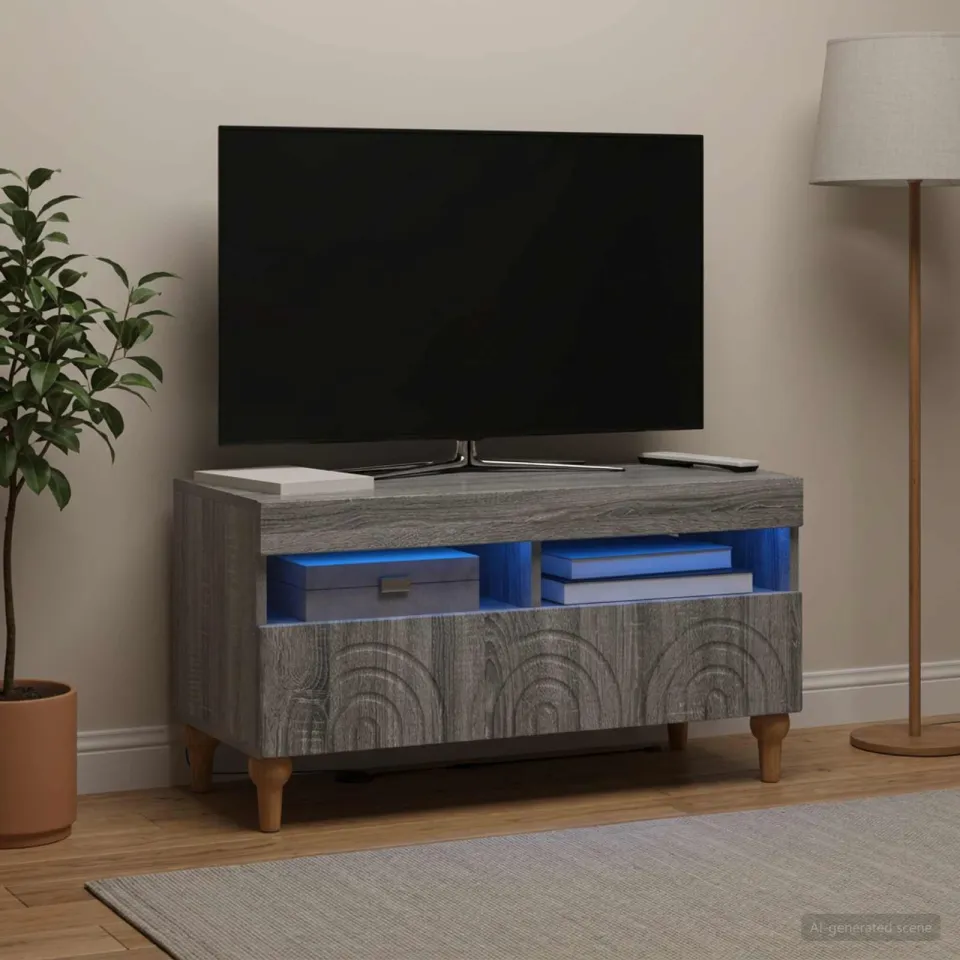 vidaXL LED tv-meubel ALKMAAR 81 x 35 x 43 cm Grijs Sonoma Bewerkt hout, foto 4
