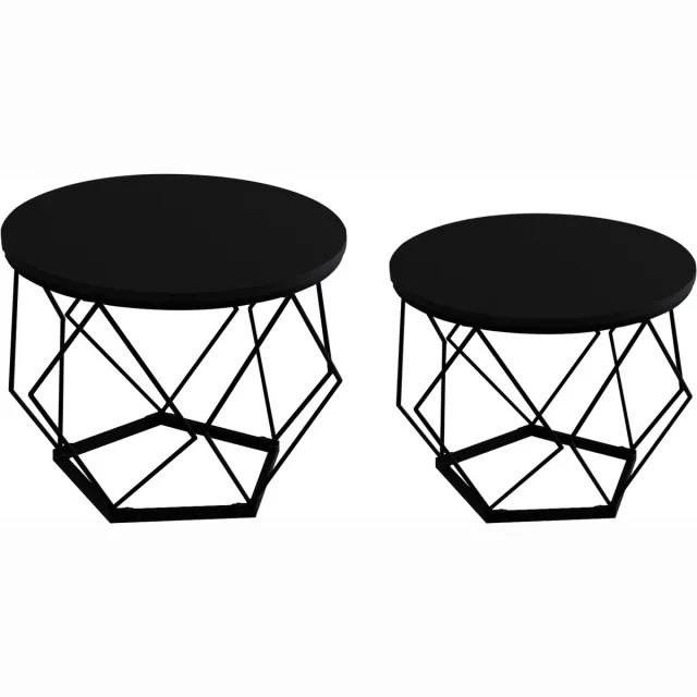 VDD Bijzettafel - Salontafel - Salon tafel - Salontafel zwart - salon tafel zwart - Salontafel industrieel - bijzettafeltje industrieel vintage stijl - salontafels - set van 2