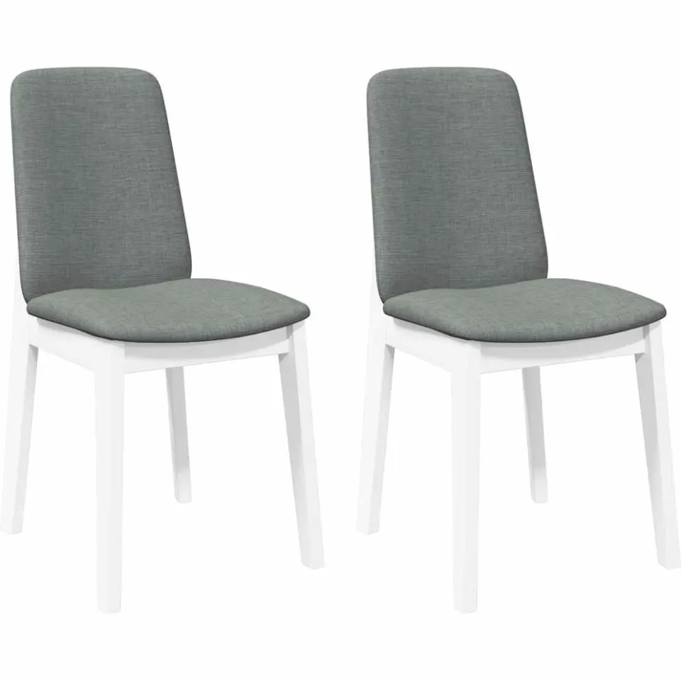 vidaXL Eetkamerstoelen met kussens 2 st massief hout rubber wit