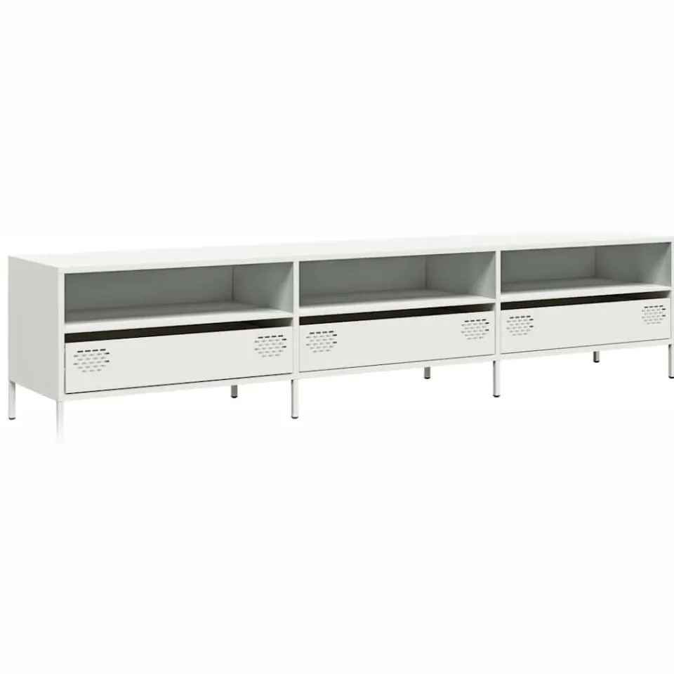 vidaXL Tv-meubel 202x39x43,5 cm koudgewalst staal wit