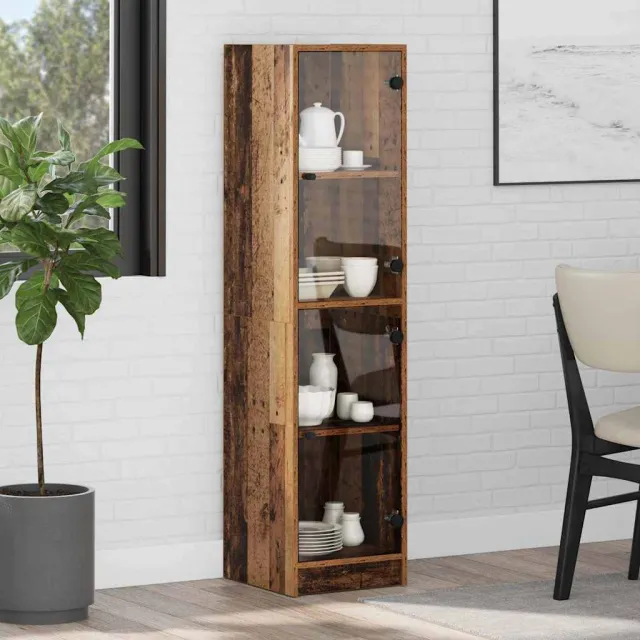 vidaXL Highboard Oud Hout 35 x 37 x 142 cm Bewerkt hout Bruin