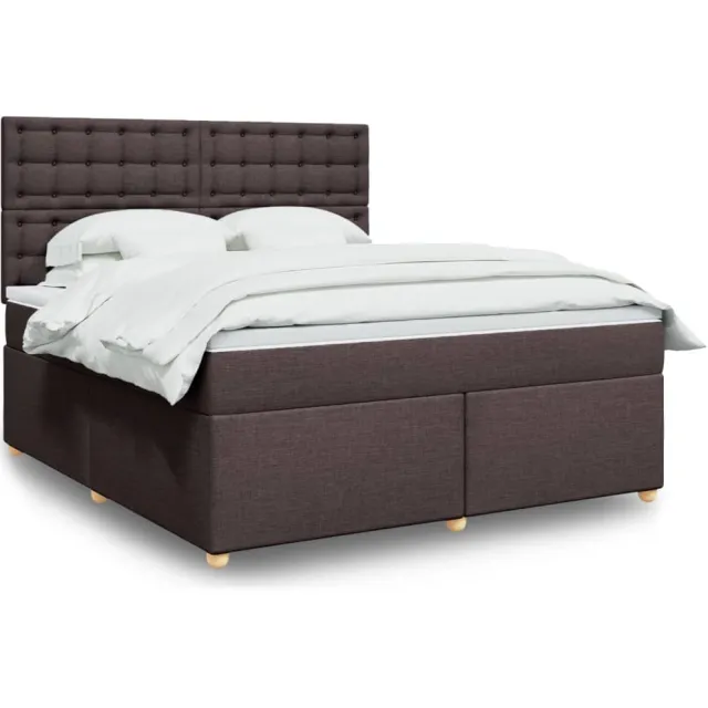 vidaXL Boxspring met matras stof donkerbruin 180x200 cm bruin