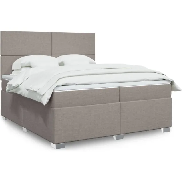 vidaXL Boxspring met matras stof taupe 200x200 cm