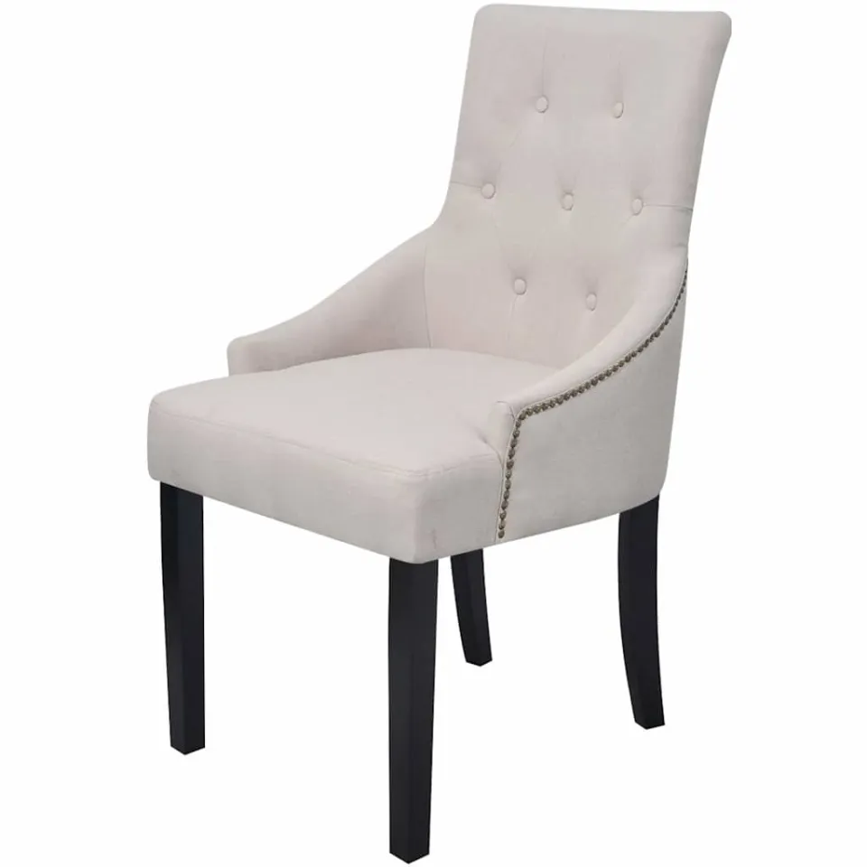 vidaXL Eetkamerstoelen 6 st stof crèmegrijs, foto 2
