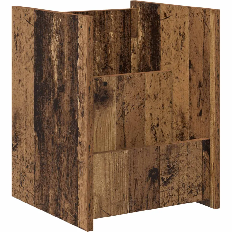 vidaXL Tijdschrift Rek met plank Oudhout 35 x 35 x 45 cm Bewerkt hout bruin, foto 3