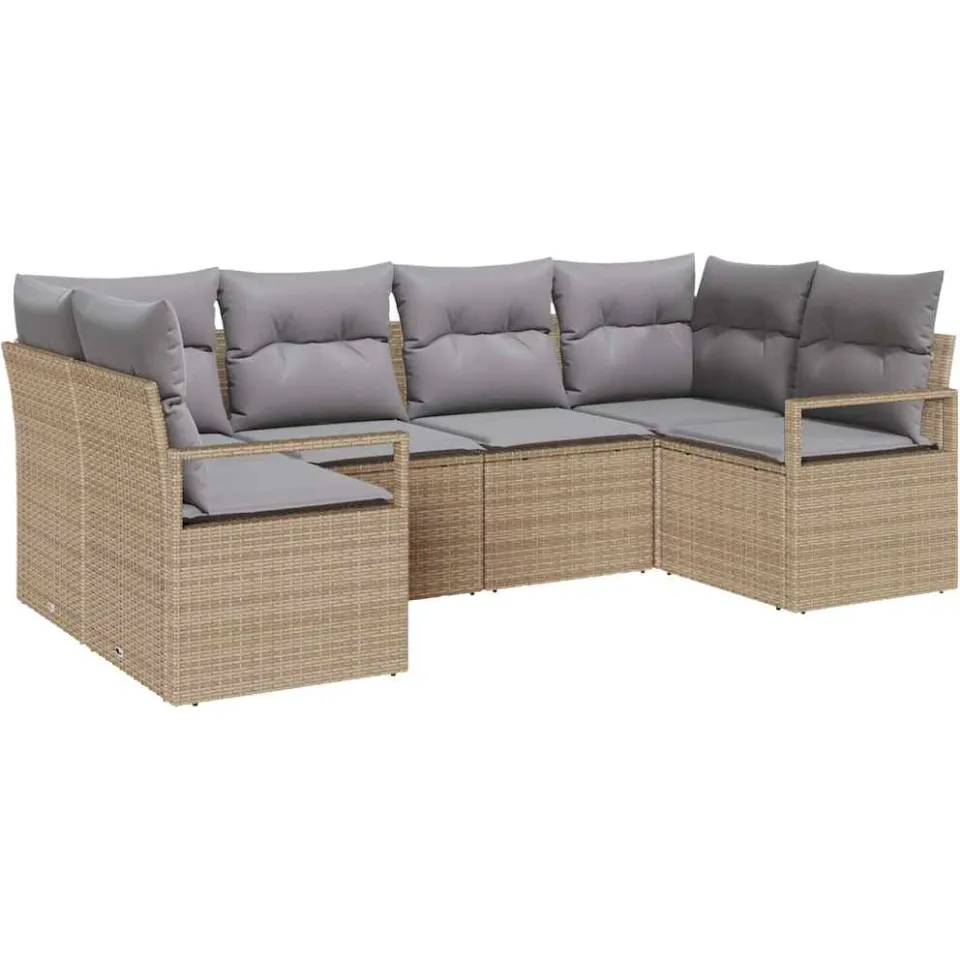 vidaXL Bankstel 6 st Beige poly rattan