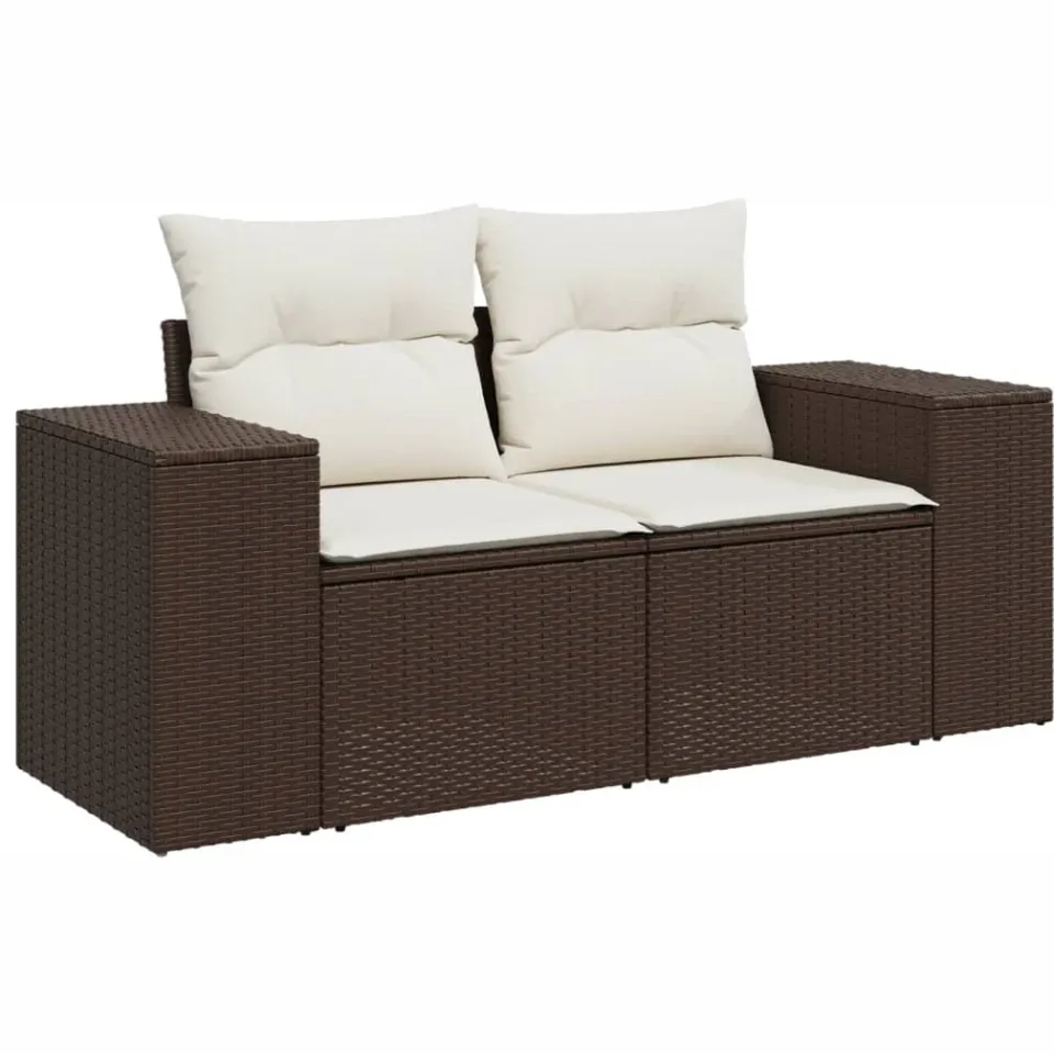 vidaXL 7-delige Loungeset met kussens poly rattan bruin