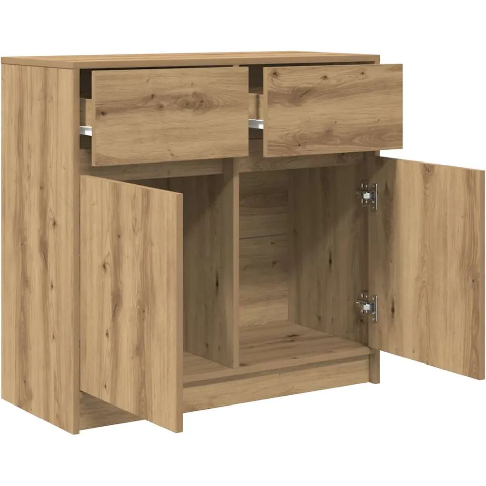 vidaXL Dressoir lade 80x34x76 cm spaanplaat artisanaal eikenkleurig, foto 4