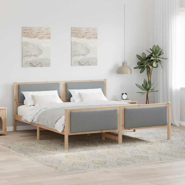 vidaXL Bedframe met hoofdeinde Lichtgrijs 180 x 200 cm Stof Bruin