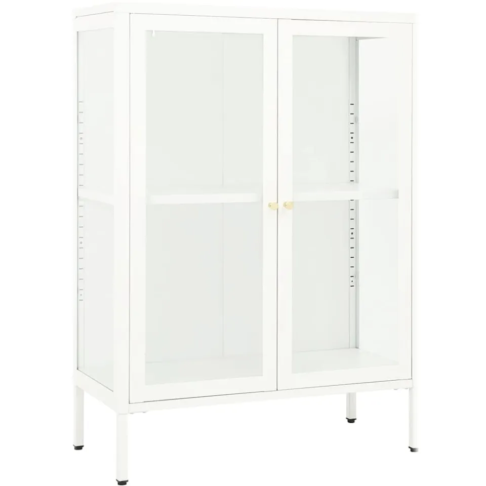 vidaXL Dressoir 75x35x105 cm staal en glas wit, foto 3