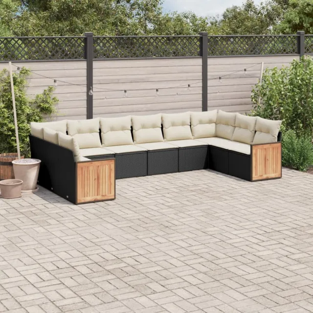 vidaXL 10-delige Loungeset met kussens poly rattan zwart, foto 2