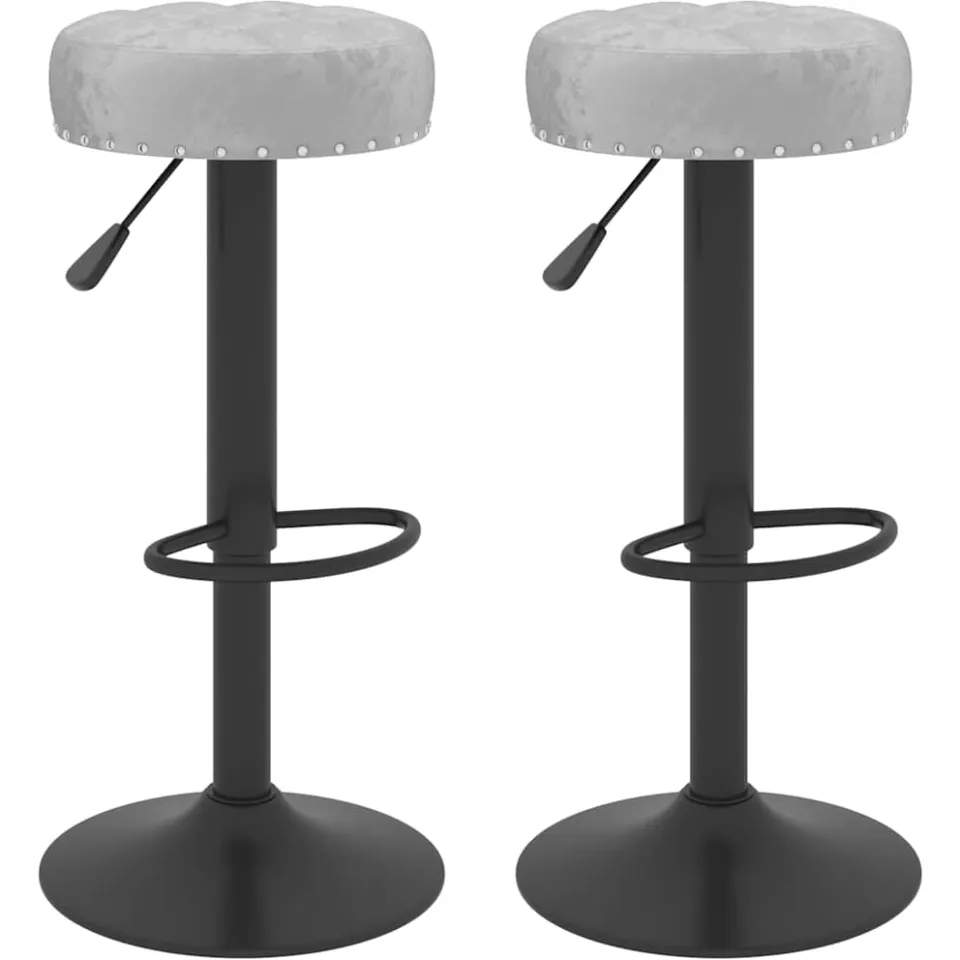vidaXL Barkrukken 2 st fluweel grijs, foto 3