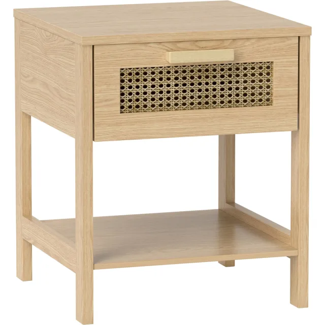 Lunpog Nachtkastje - Bijzettafel Met Lade - MDF - 40 x 40 x 48,4 cm Natuurlijk hout