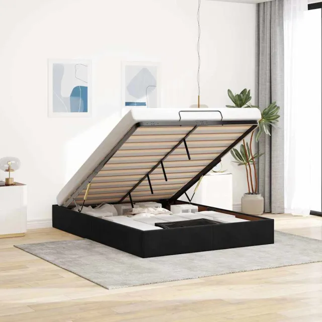 vidaXL Ottoman bedframe zonder matras 140x200 cm fluweel zwart