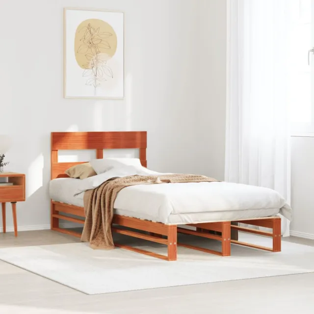 vidaXL Bedframe zonder matras massief grenenhout wasbruin 90x190 cm bruin