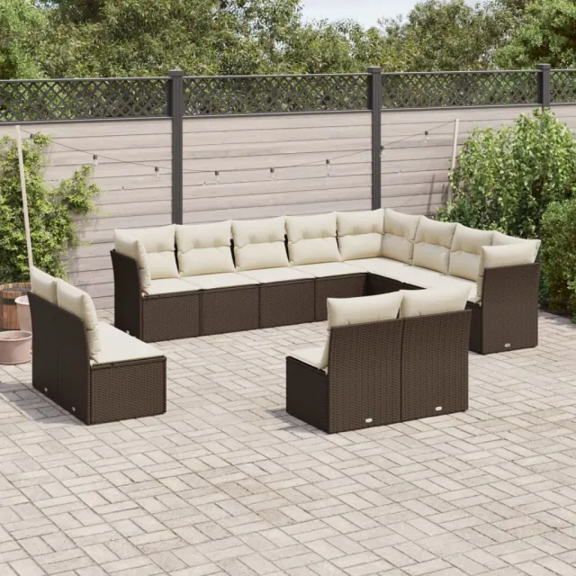 vidaXL 12-delige Loungeset met kussens poly rattan bruin, foto 2