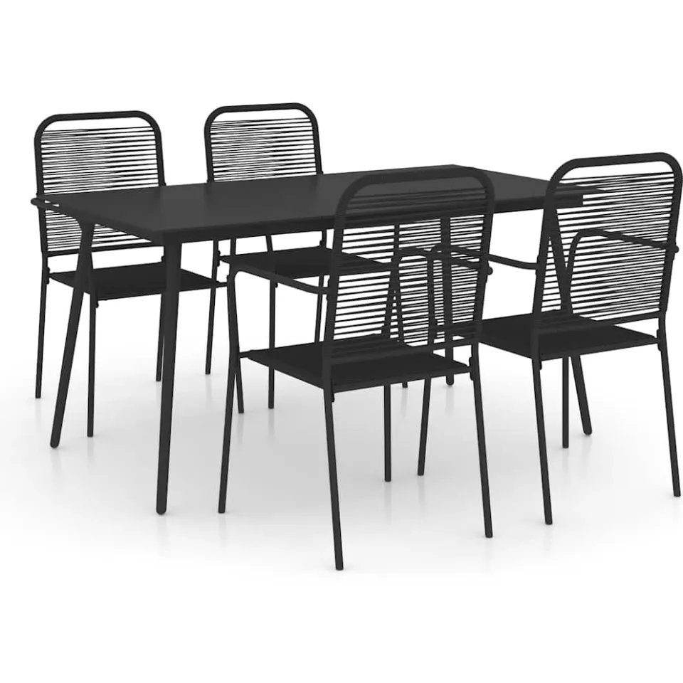 vidaXL 5-delige Tuinset katoenen touw en staal zwart