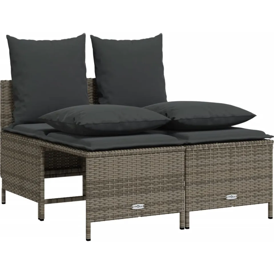 vidaXL 4-delige Loungeset met kussens poly rattan grijs, foto 3