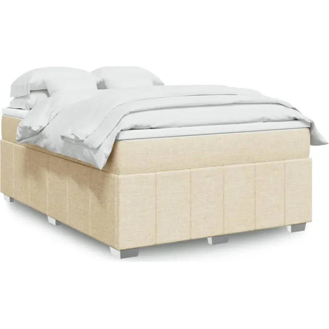 vidaXL Boxspring met matras stof crèmekleurig 140x200 cm